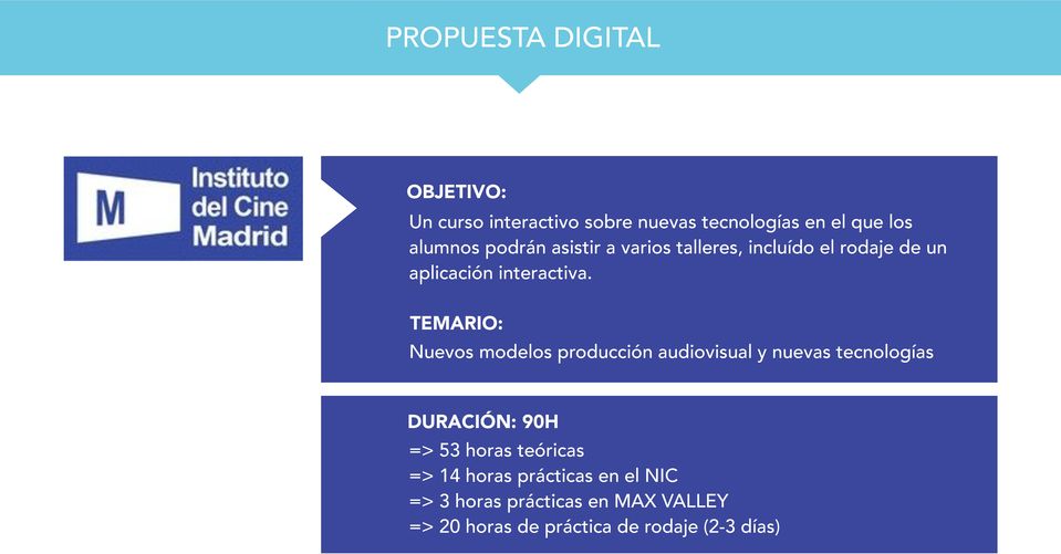Nuevos modelos producción audiovisual y nuevas tecnologías DURACIÓN: 90H => 53 horas