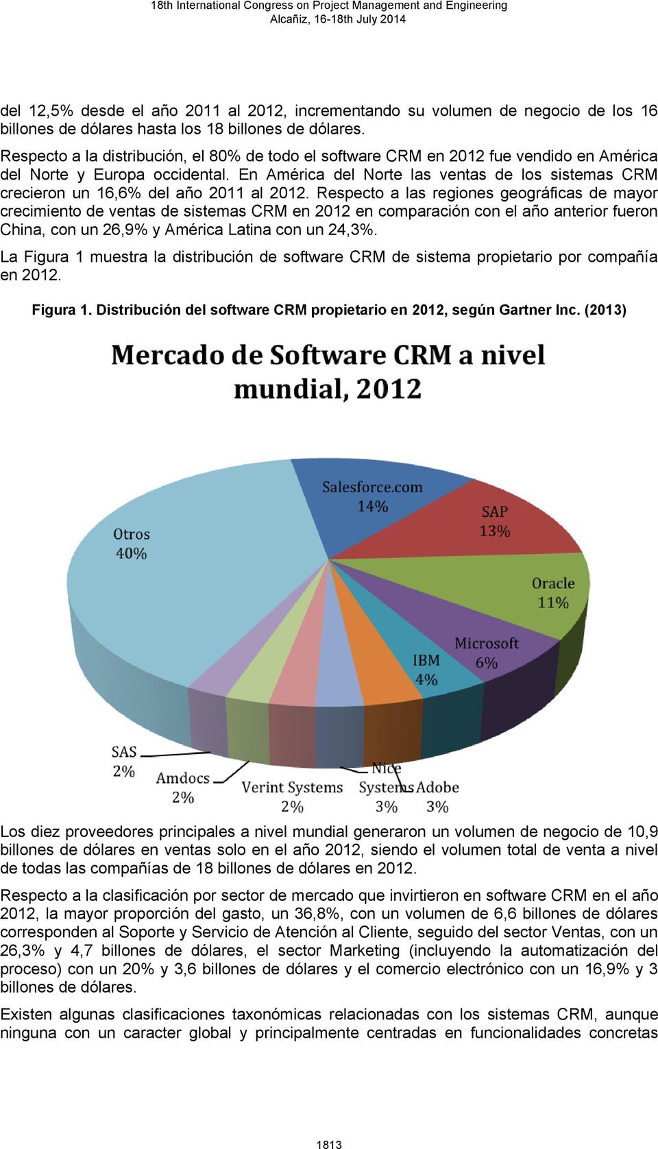 En América del Norte las ventas de los sistemas CRM crecieron un 16,6% del año 2011 al 2012.
