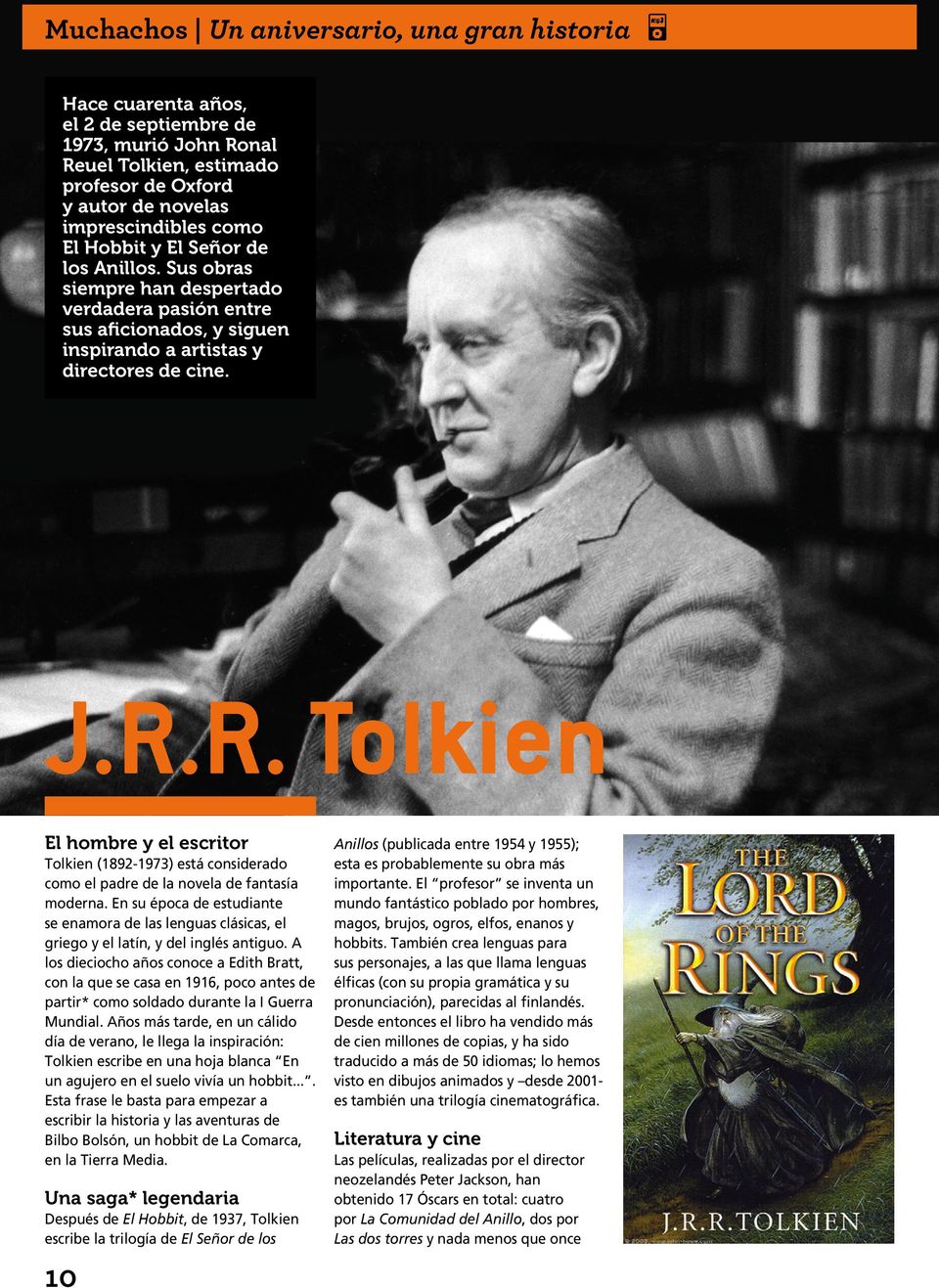 R. Tolkien El hombre y el escritor Tolkien (1892-1973) está considerado como el padre de la novela de fantasía moderna.