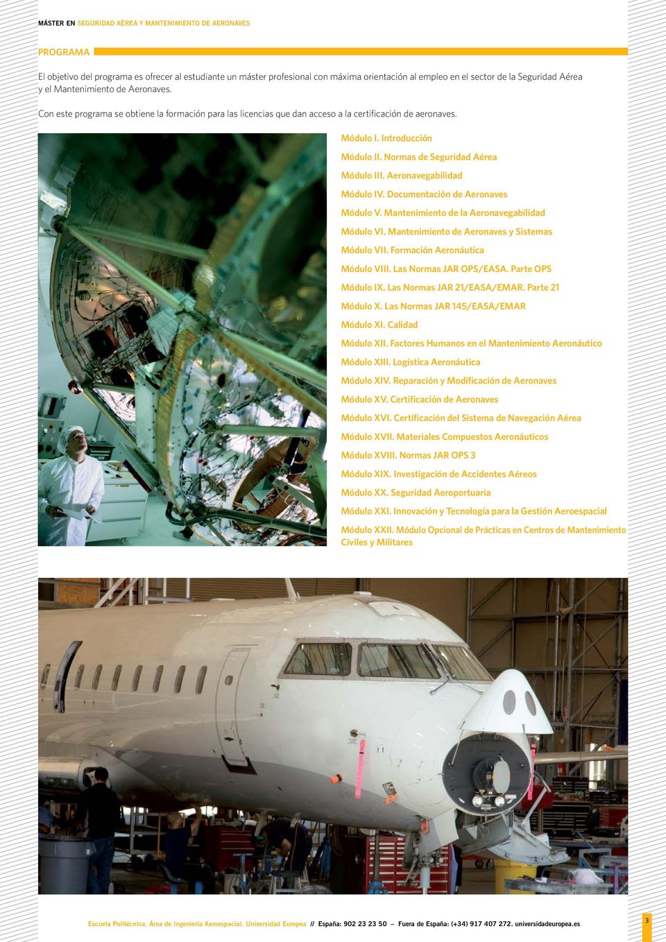 Aeronavegabilidad Módulo IV. Documentación de Aeronaves Módulo V. Mantenimiento de la Aeronavegabilidad Módulo VI. Mantenimiento de Aeronaves y Sistemas Módulo VII. Formación Aeronáutica Módulo VIII.
