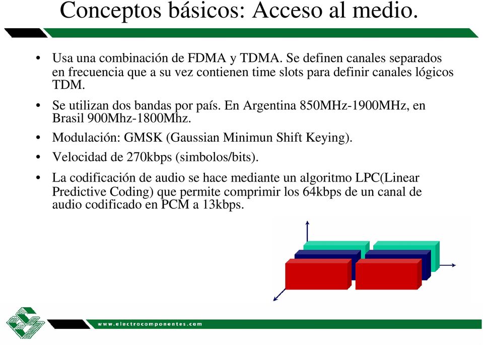 Se utilizan dos bandas por país. En Argentina 850MHz-1900MHz, en Brasil 900Mhz-1800Mhz.