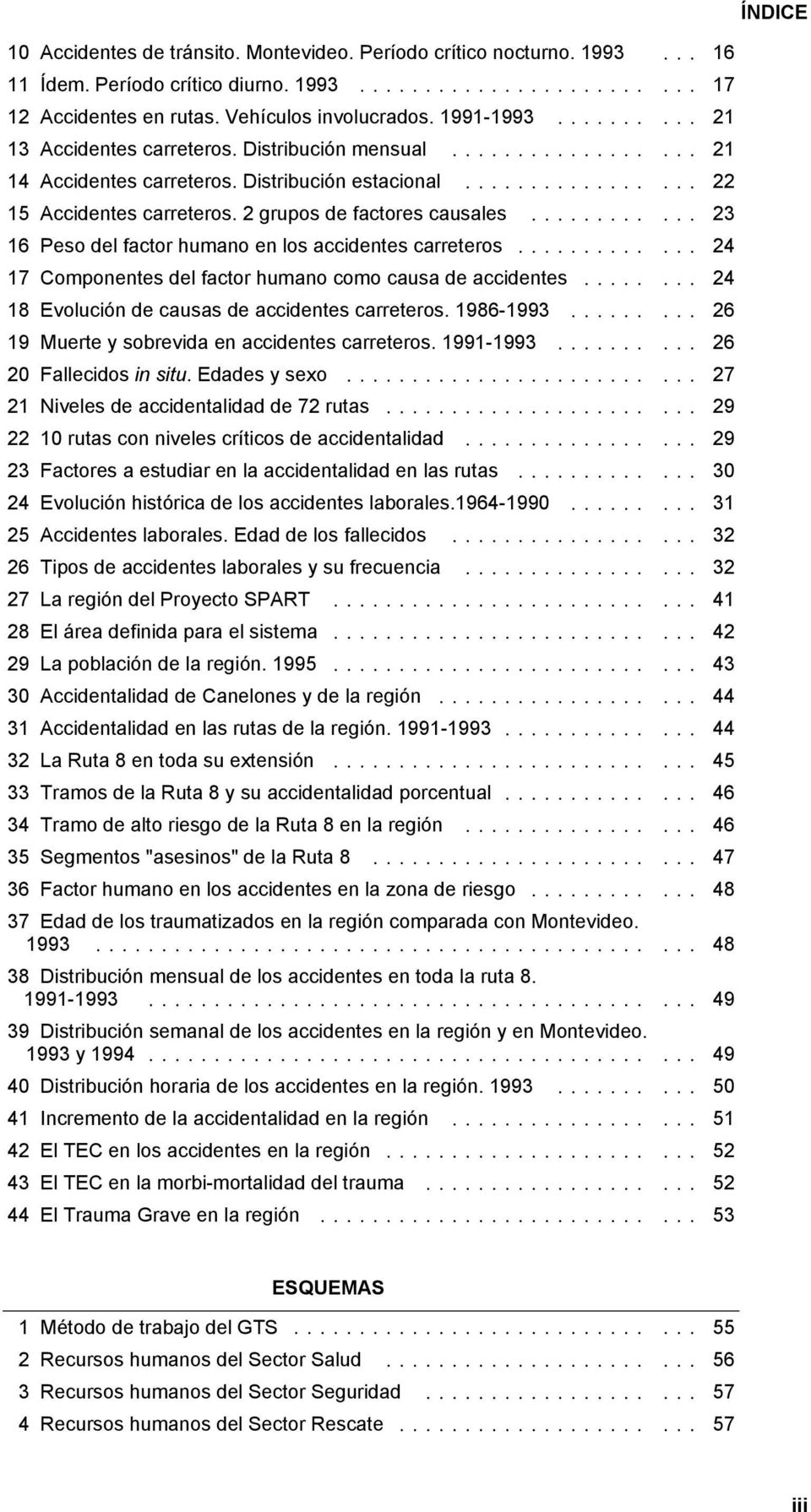 ..... 16 Peso del factor humano en los accidentes carreteros...... 17 Componentes del factor humano como causa de accidentes...... 18 Evolución de causas de accidentes carreteros. 1986-1993.