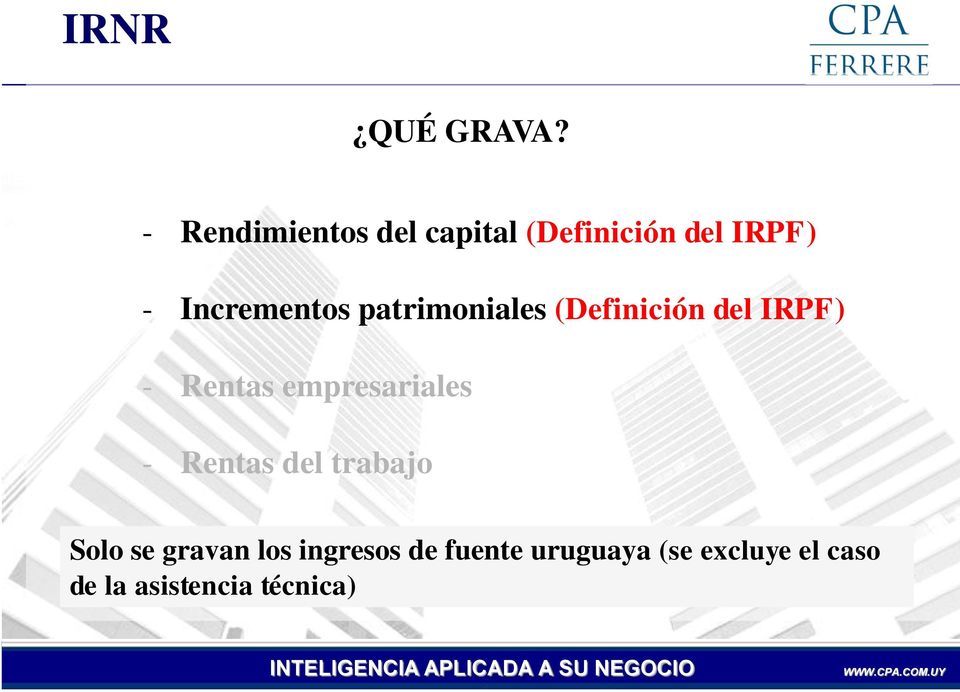 patrimoniales (Definición del IRPF) - Rentas empresariales -