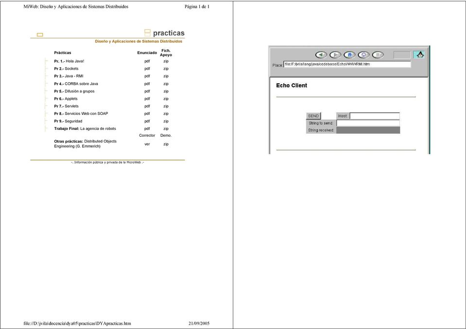 - Applets pdf zip Pr 7.- Servlets pdf zip Pr 8.- Servicios Web con SOAP pdf zip Pr 9.