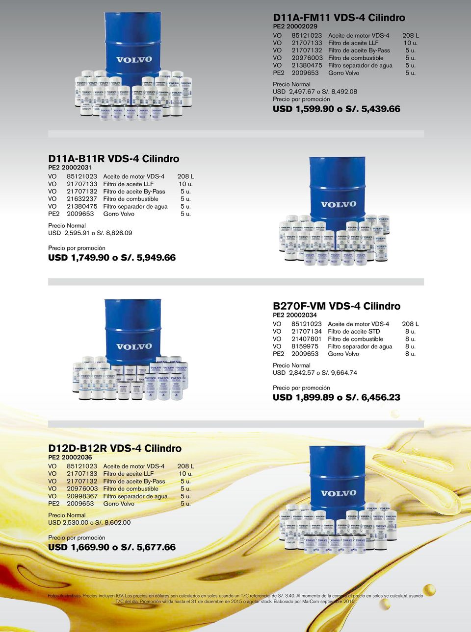 B270F-VM VDS-4 Cilindro 20002034 21707134 21407801 8159975 USD 2,842.57 o S/. 9,664.74 Filtro de aceite STD USD 1,899.