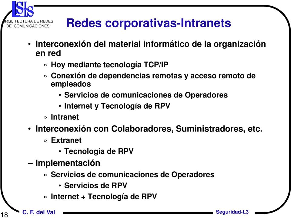 Operadores Internet y Tecnología de RPV» Intranet Interconexión con Colaboradores, Suministradores, etc.