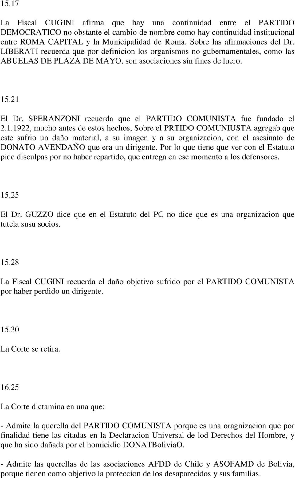 SPERANZONI recuerda que el PARTIDO COMUNISTA fue fundado el 2.1.