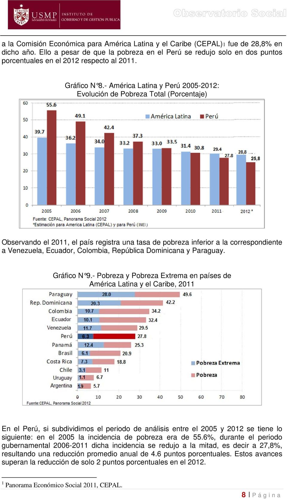 - América Latina y Perú 2005-2012: Evolución de Pobreza Total (Porcentaje) Observando el 2011, el país registra una tasa de pobreza inferior a la correspondiente a Venezuela, Ecuador, Colombia,