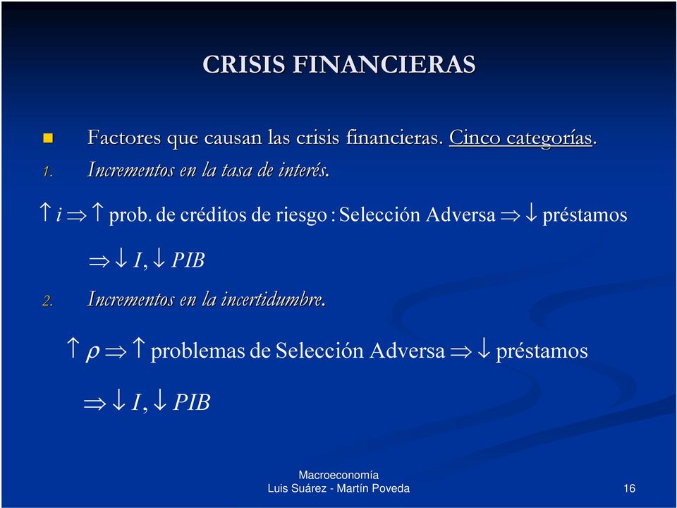 de créditos de riesgo: Selección Adversa préstamos I, PIB 2.
