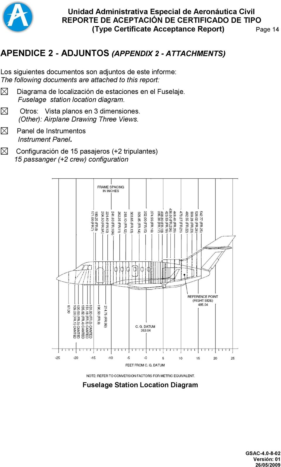 Fuselaje. Fuselage station location diagram. Otros: Vista planos en 3 dimensiones. (Other): Airplane Drawing Three Views.