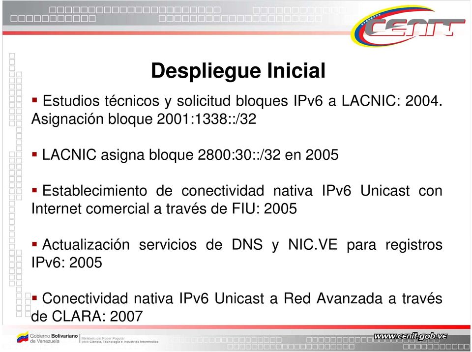 conectividad nativa IPv6 Unicast con Internet comercial a través de FIU: 2005 Actualización