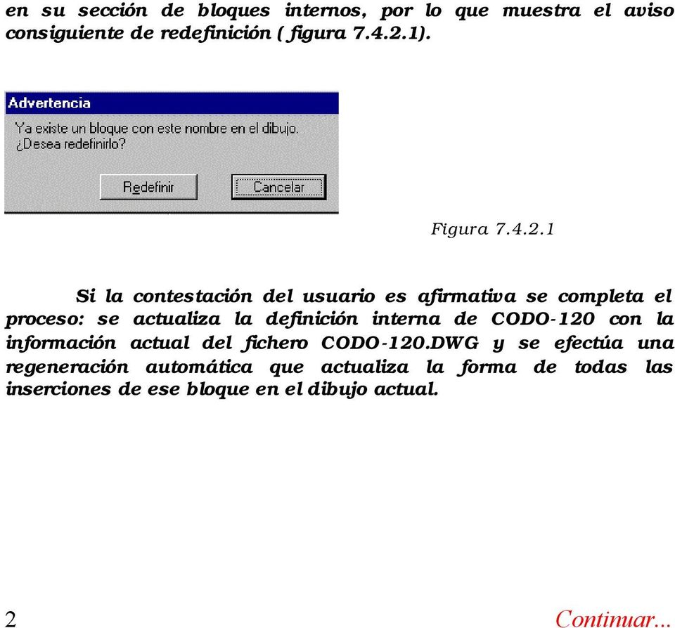 la definición interna de CODO-120 con la información actual del fichero CODO-120.