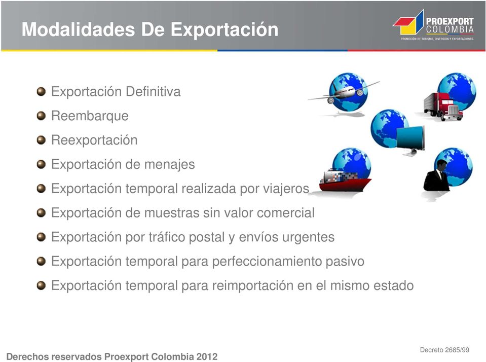 comercial Exportación por tráfico postal y envíos urgentes Exportación temporal para