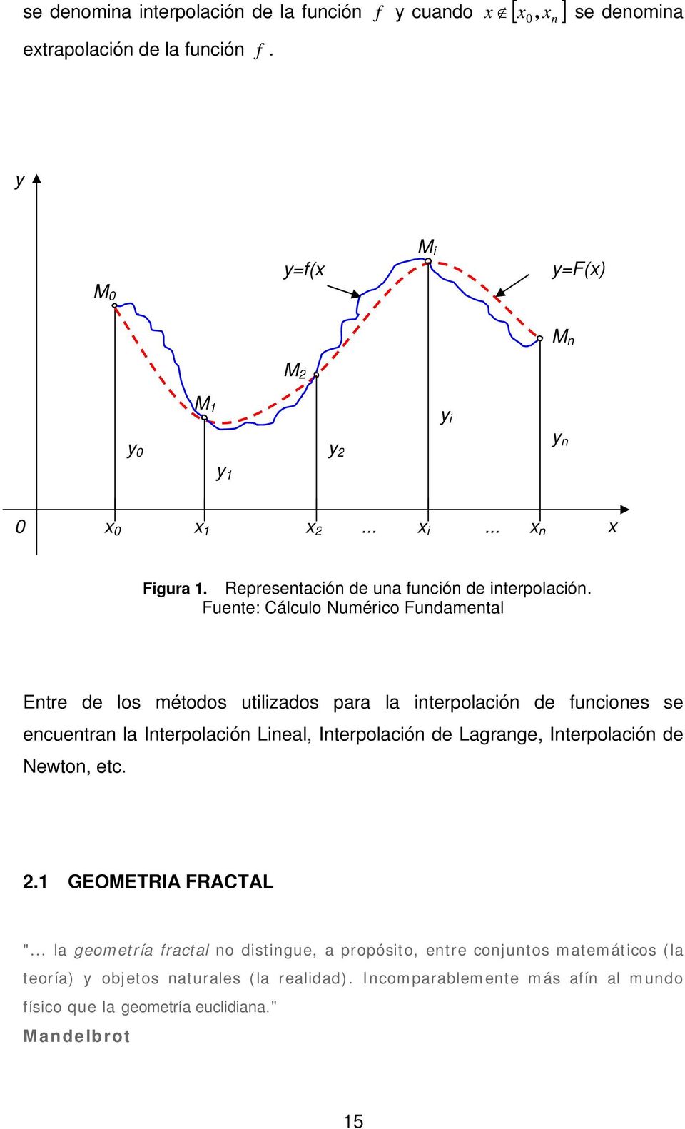 Fuente: Cálculo Numérico Fundamental Entre de los métodos utilizados para la interpolación de funciones se encuentran la Interpolación Lineal, Interpolación de Lagrange,