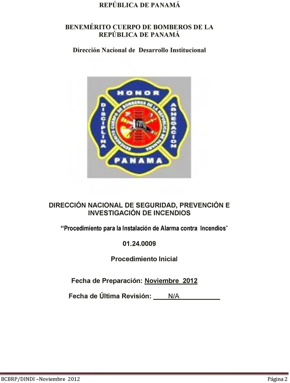 Procedimiento para la Instalación de Alarma contra Incendios 01.24.