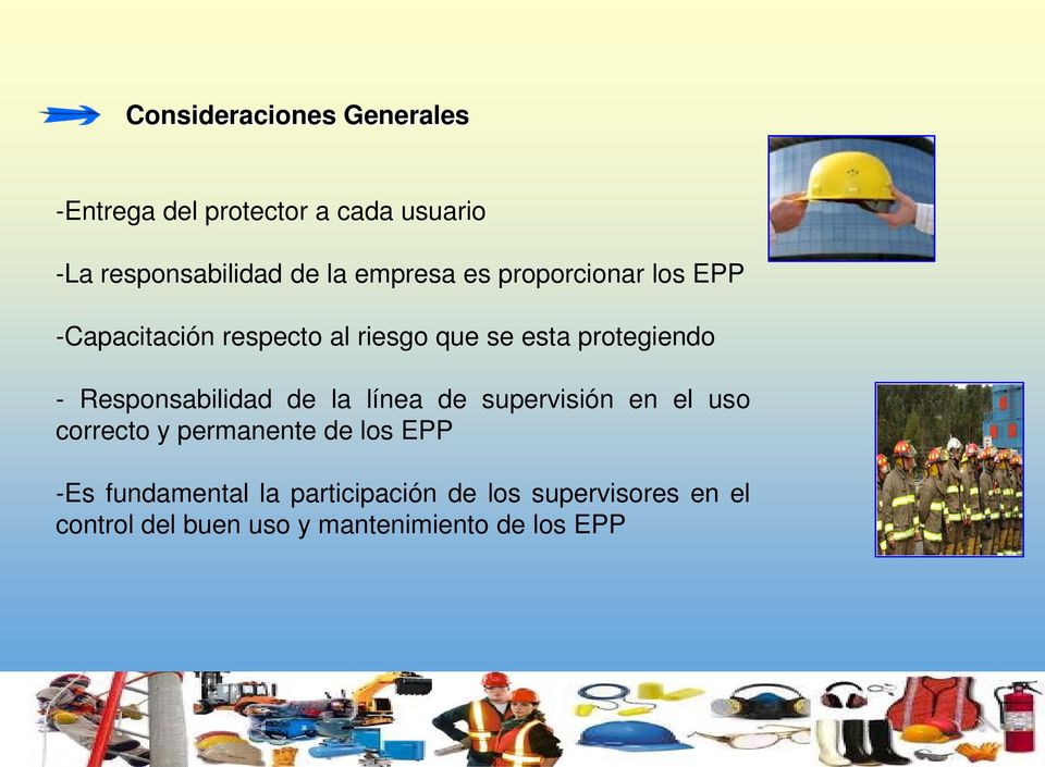 Responsabilidad de la línea de supervisión en el uso correcto y permanente de los EPP -Es