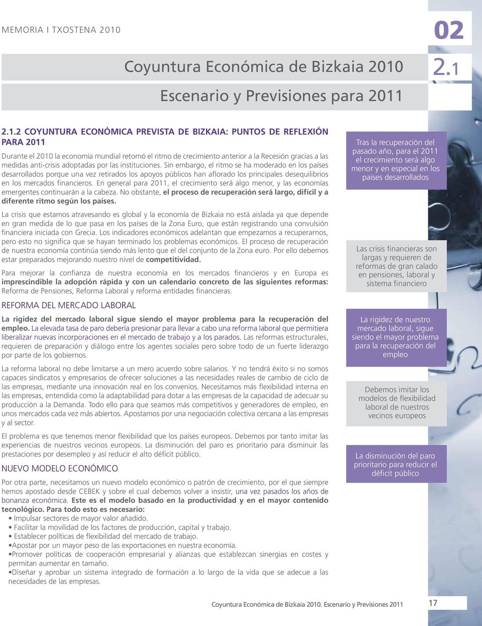 Escenario y Previsiones para 2011