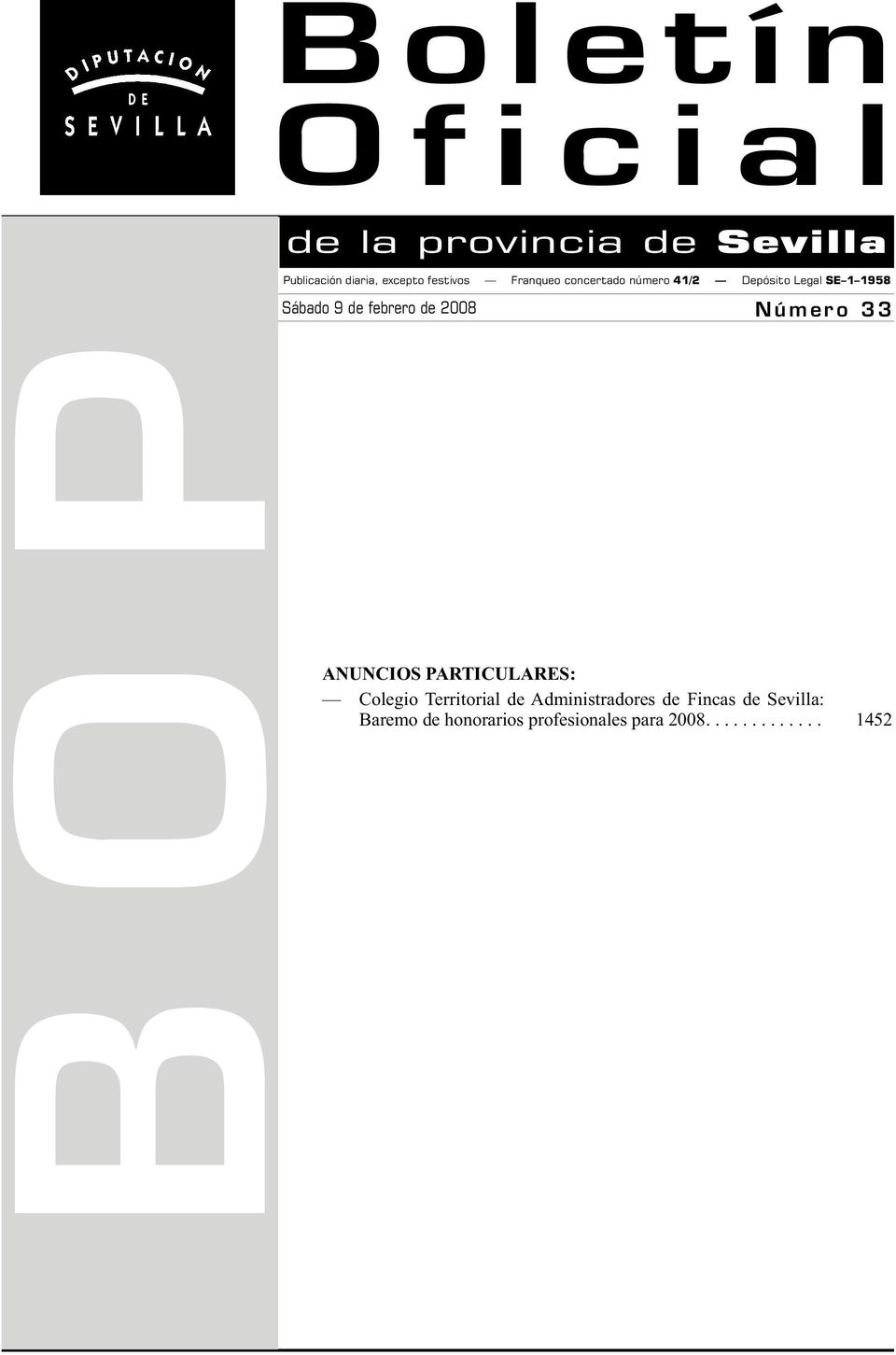 2008 Número 33 ANUNCIOS PARTICULARES: Colegio Territorial de Administradores de