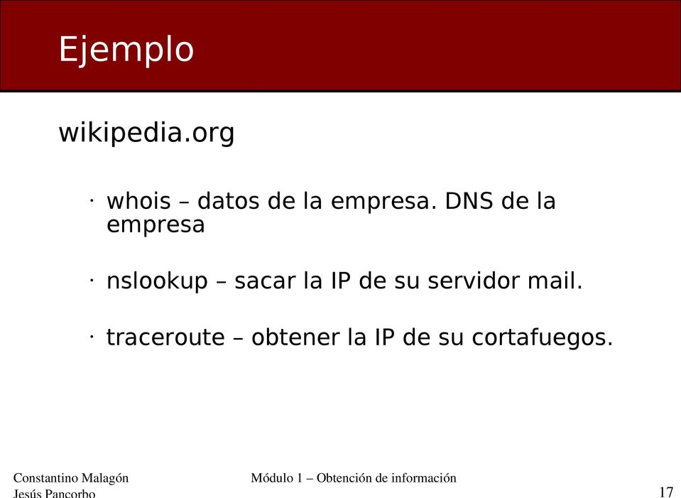 DNS de la empresa nslookup sacar la IP de