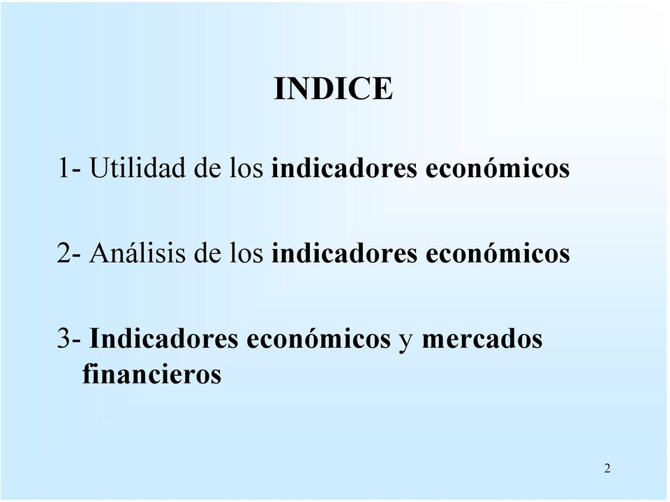 de los indicadores económicos 3-