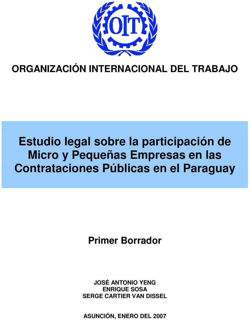 Contrataciones Públicas en el Paraguay Primer Borrador JOSÉ