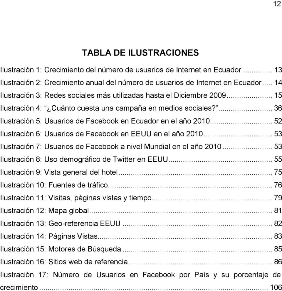 ... 36 Ilustración 5: Usuarios de Facebook en Ecuador en el año 2010... 52 Ilustración 6: Usuarios de Facebook en EEUU en el año 2010.