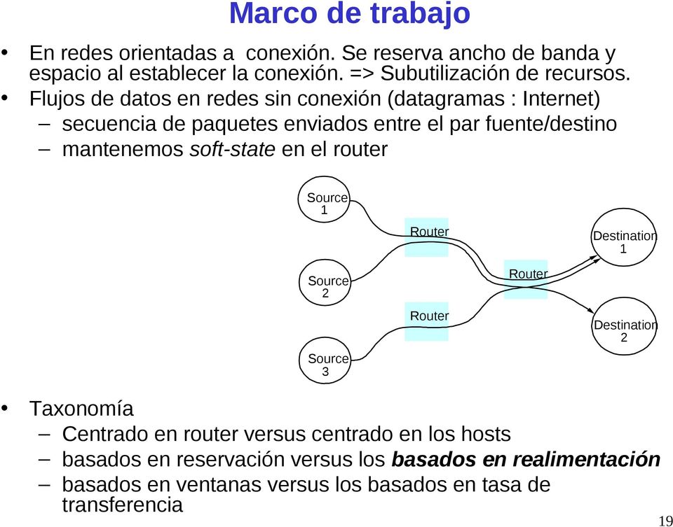 Flujos de datos en redes sin conexión (datagramas : Internet) secuencia de paquetes enviados entre el par fuente/destino mantenemos