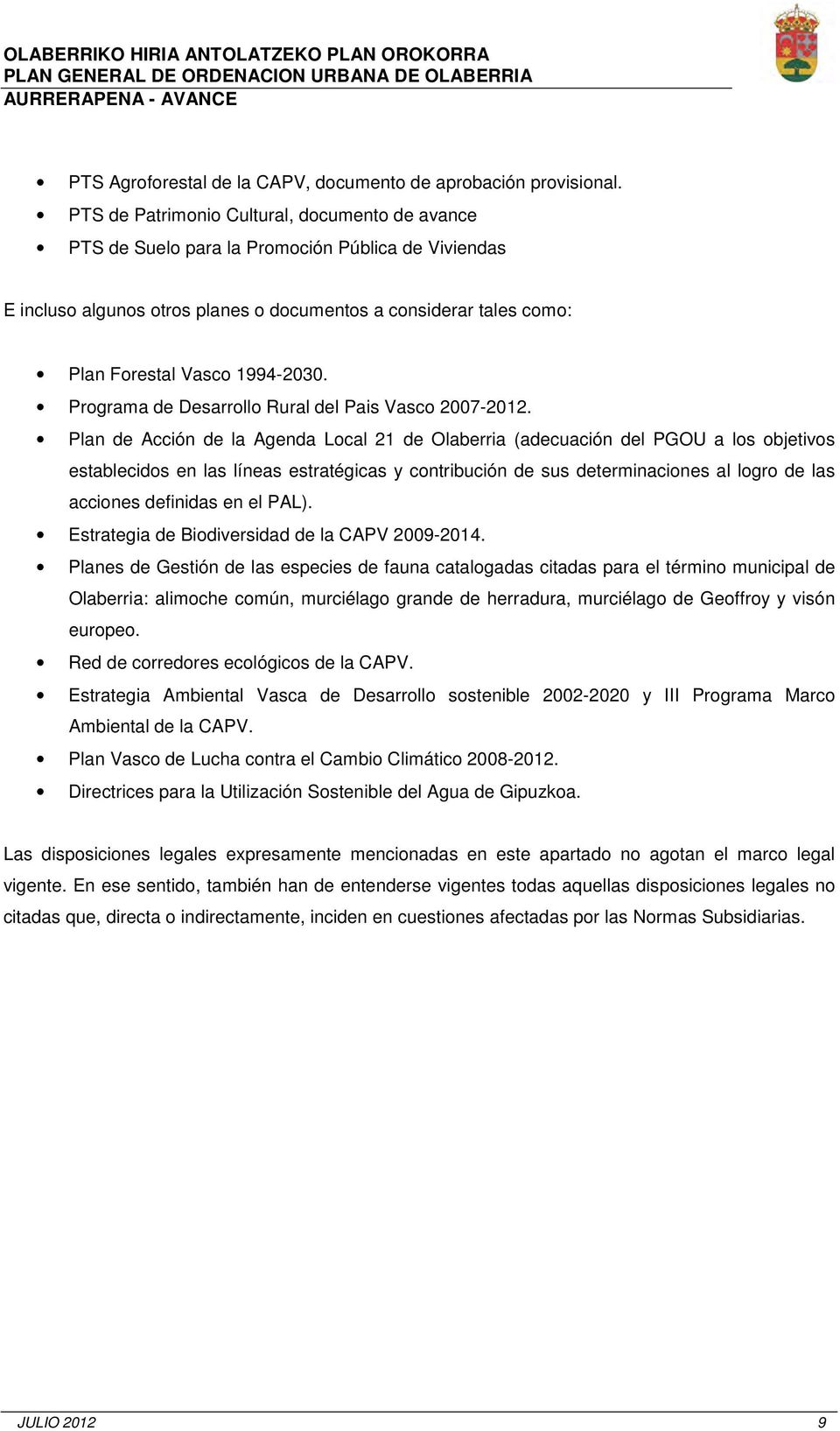 Programa de Desarrollo Rural del Pais Vasco 2007-2012.