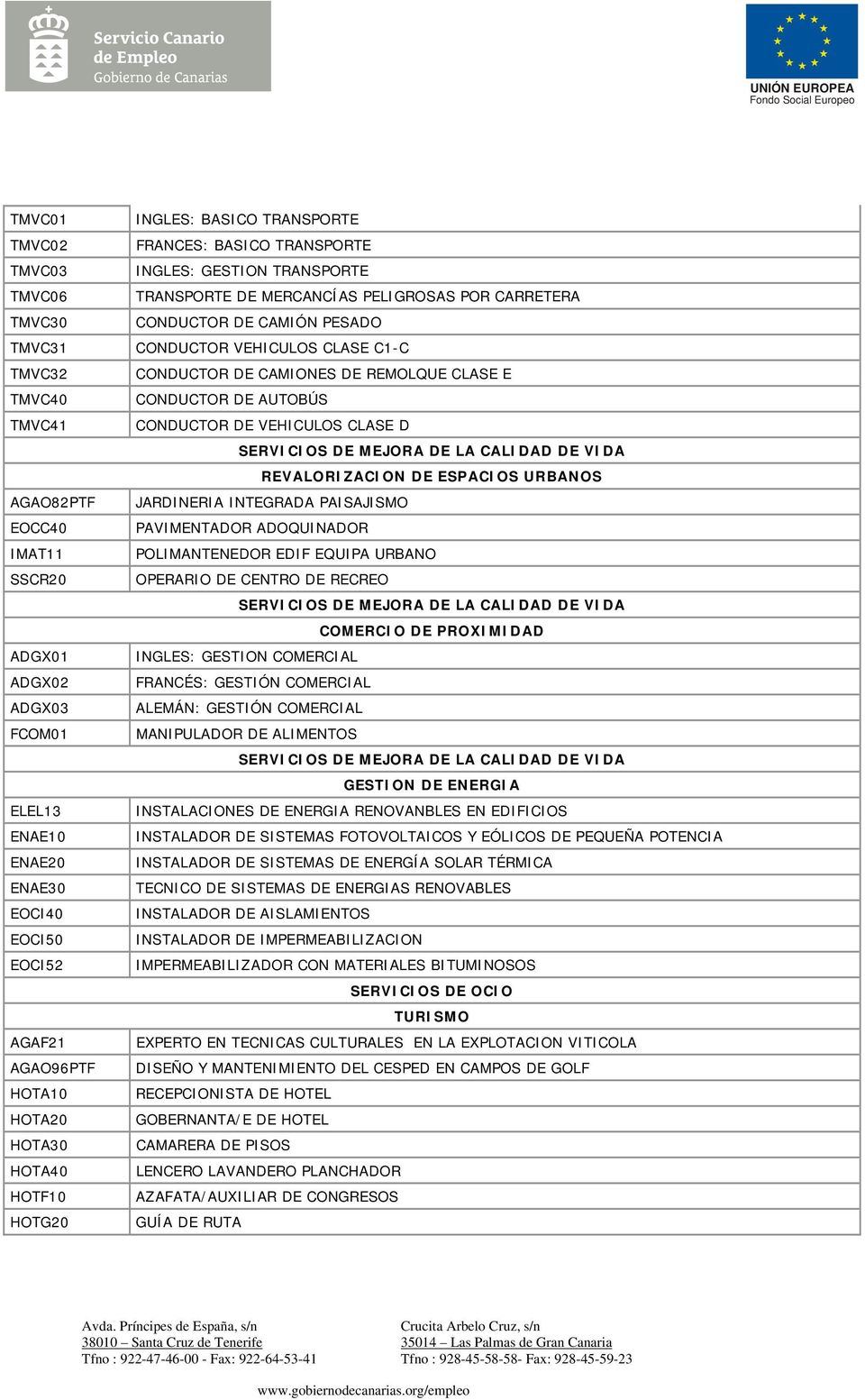 CONDUCTOR VEHICULOS CLASE C1-C CONDUCTOR DE CAMIONES DE REMOLQUE CLASE E CONDUCTOR DE AUTOBÚS CONDUCTOR DE VEHICULOS CLASE D REVALORIZACION DE ESPACIOS URBANOS JARDINERIA INTEGRADA PAISAJISMO