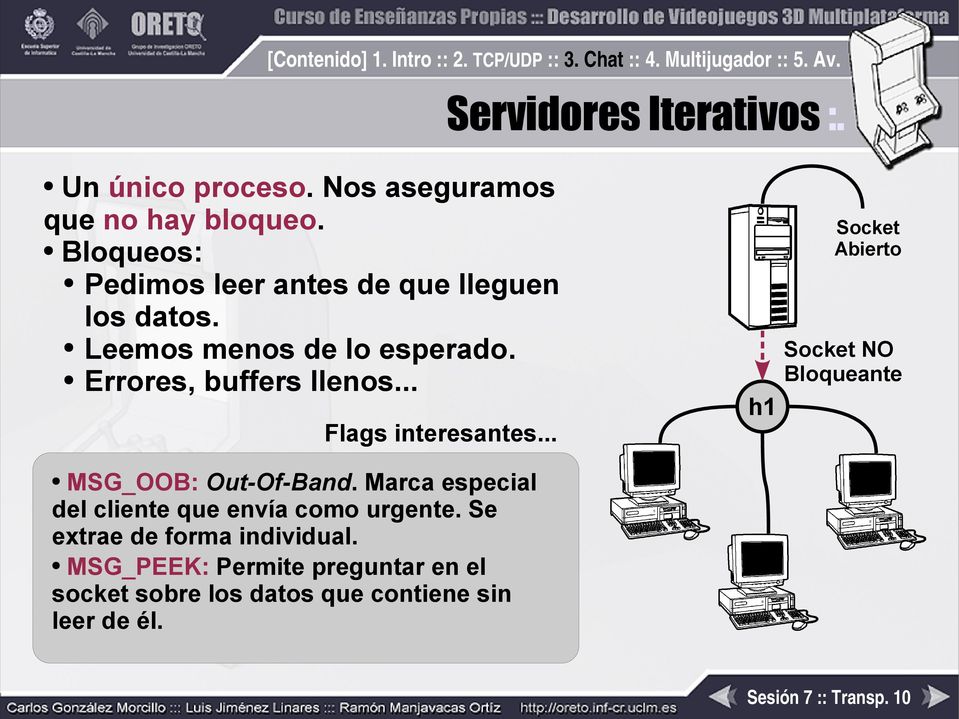 .. Flags interesantes... Socket Abierto Socket NO Bloqueante h1 MSG_OOB: Out-Of-Band.