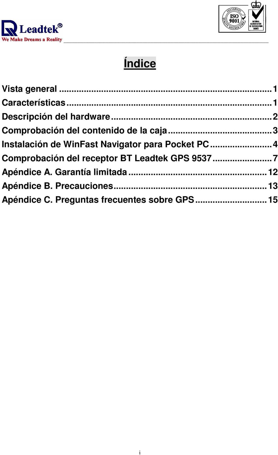 ..3 Instalación de WinFast Navigator para Pocket PC.