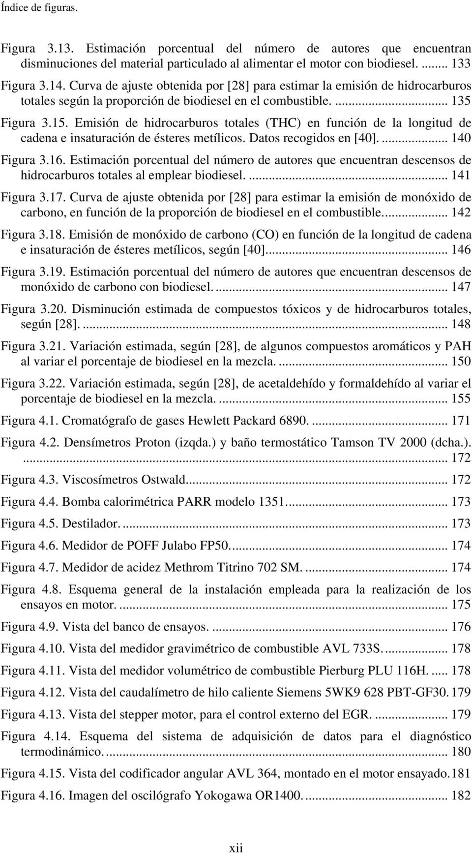Emisión de hidrocarburos totales (THC) en función de la longitud de cadena e insaturación de ésteres metílicos. Datos recogidos en [4].... 14 Figura 3.16.