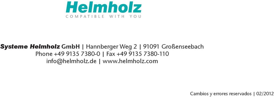 Fax +49 9135 7380-110 info@helmholz.de www.