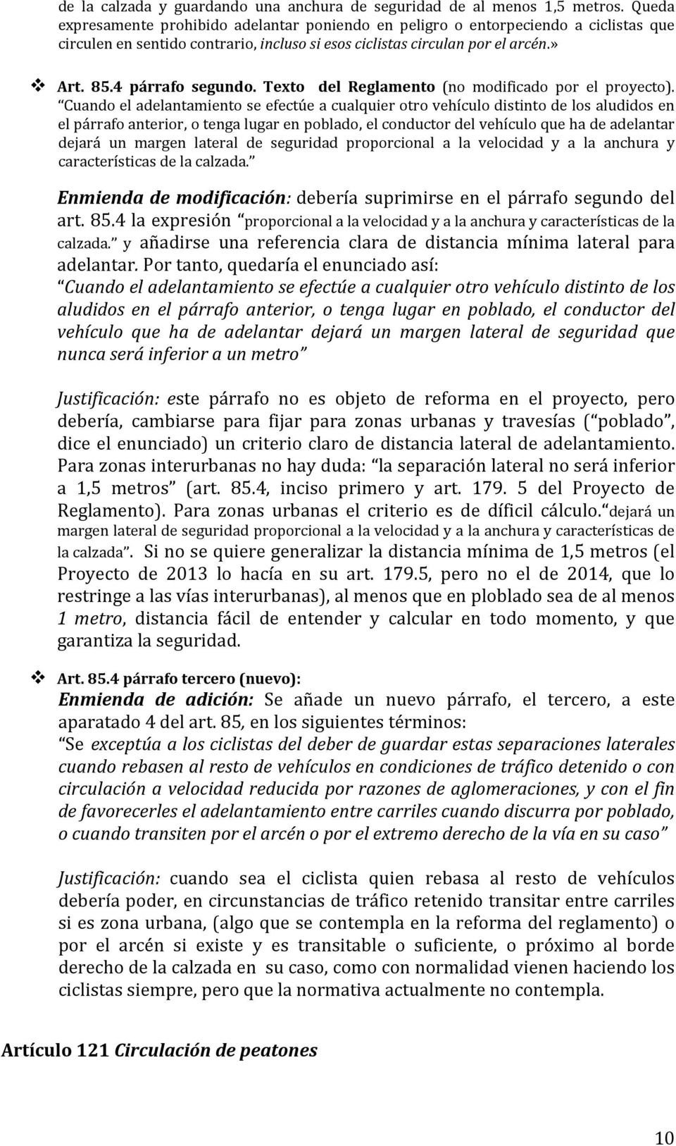 Texto del Reglamento (no modificado por el proyecto).