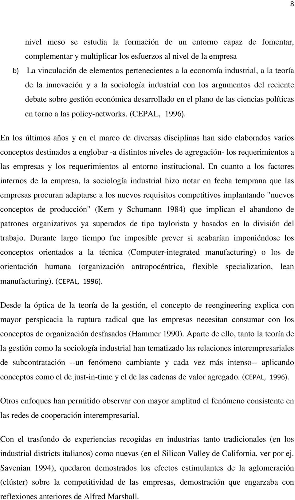 policy-networks. (CEPAL, 1996).