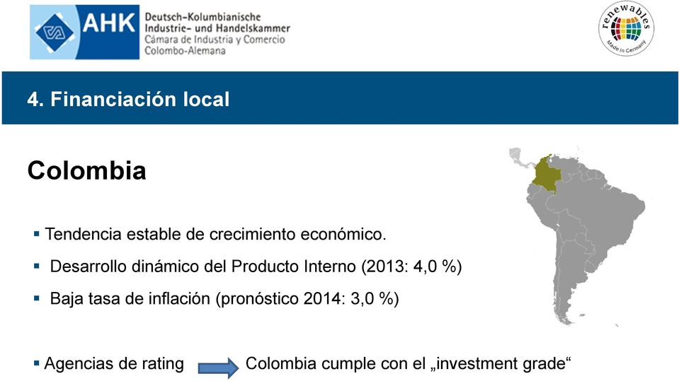 Desarrollo dinámico del Producto Interno (2013: 4,0 %)