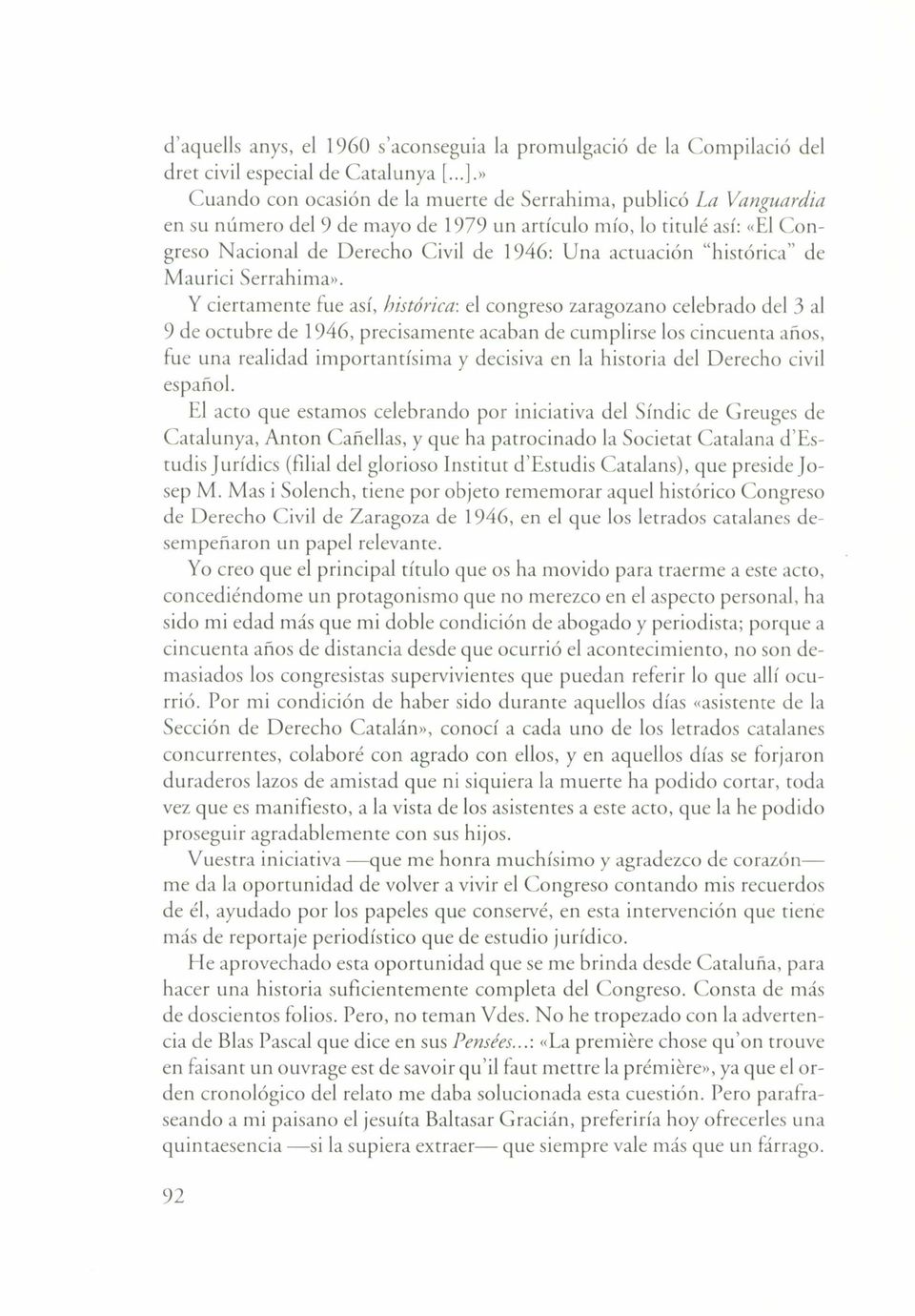 "historica" de Maurici Serrahima».