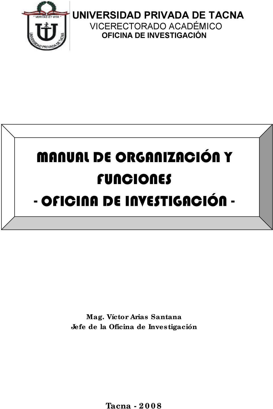 FUNCIONES - OFICINA DE INVESTIGACIÓN - Mag.