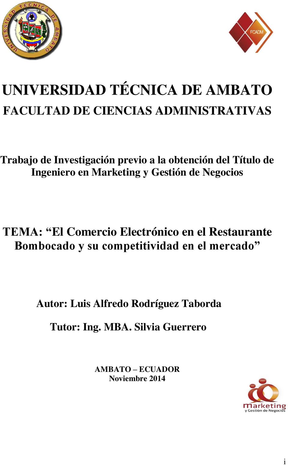 Comercio Electrónico en el Restaurante Bombocado y su competitividad en el mercado Autor: