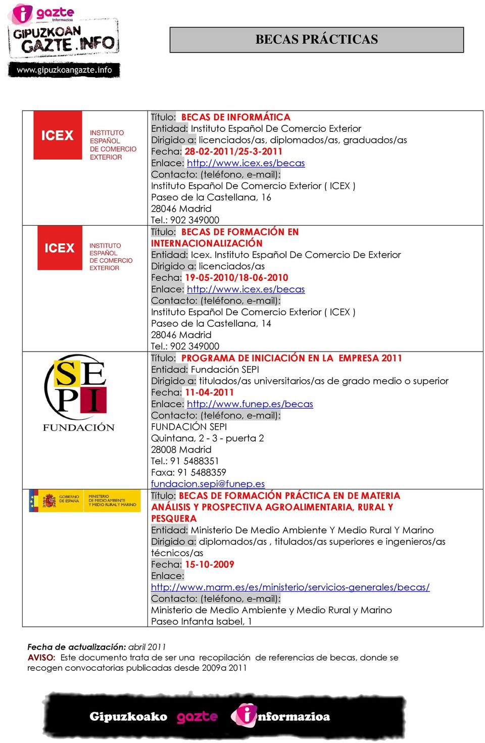 Instituto Español De Comercio De Exterior Dirigido a: licenciados/as Fecha: 19-05-2010/18-06-2010 http://www.icex.