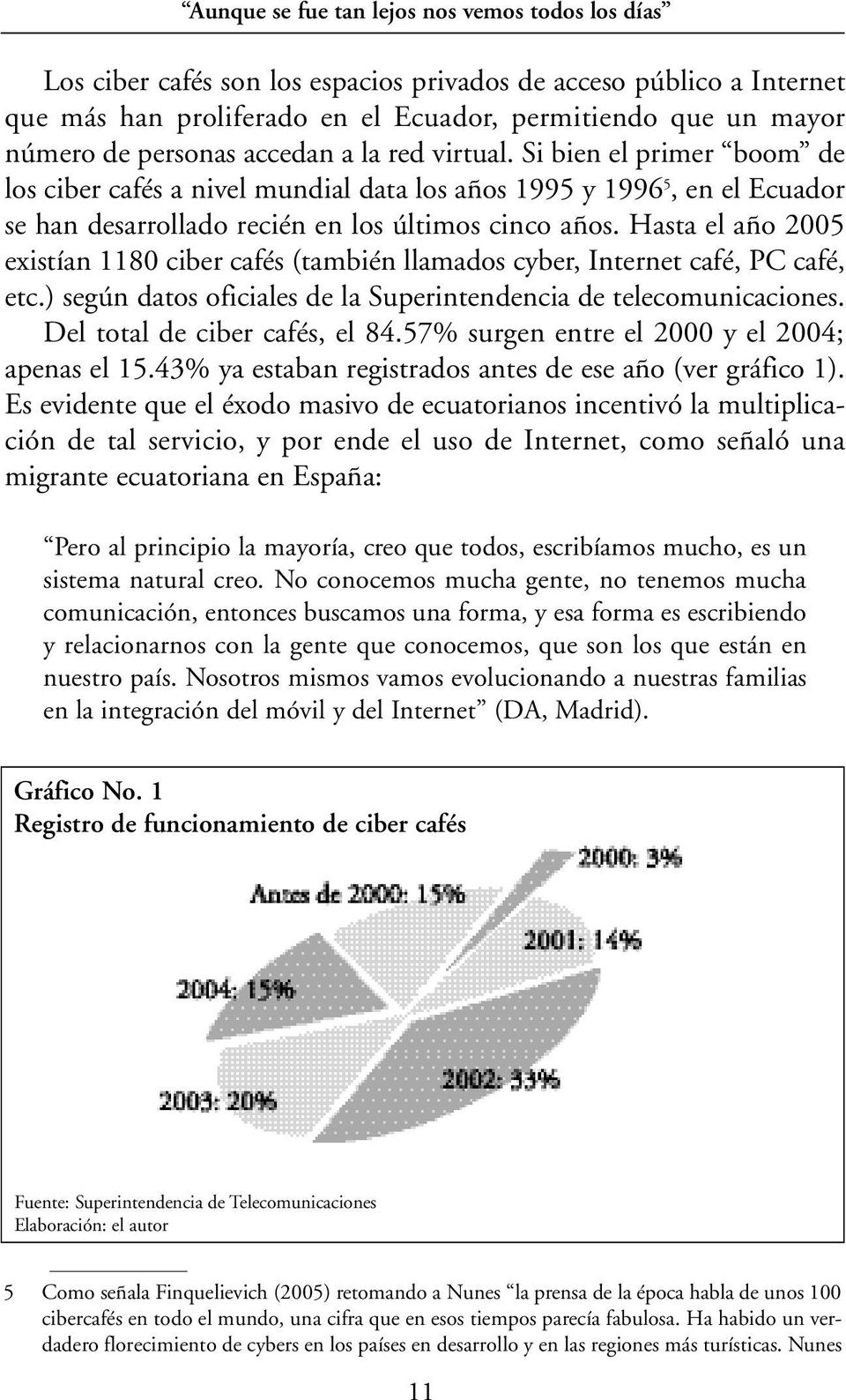 Hasta el año 2005 existían 1180 ciber cafés (también llamados cyber, Internet café, PC café, etc.) según datos oficiales de la Superintendencia de telecomunicaciones. Del total de ciber cafés, el 84.