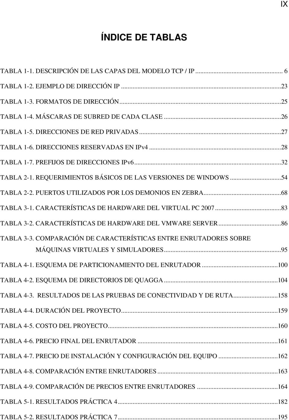 REQUERIMIENTOS BÁSICOS DE LAS VERSIONES DE WINDOWS...54 TABLA 2-2. PUERTOS UTILIZADOS POR LOS DEMONIOS EN ZEBRA...68 TABLA 3-1. CARACTERÍSTICAS DE HARDWARE DEL VIRTUAL PC 2007...83 TABLA 3-2.