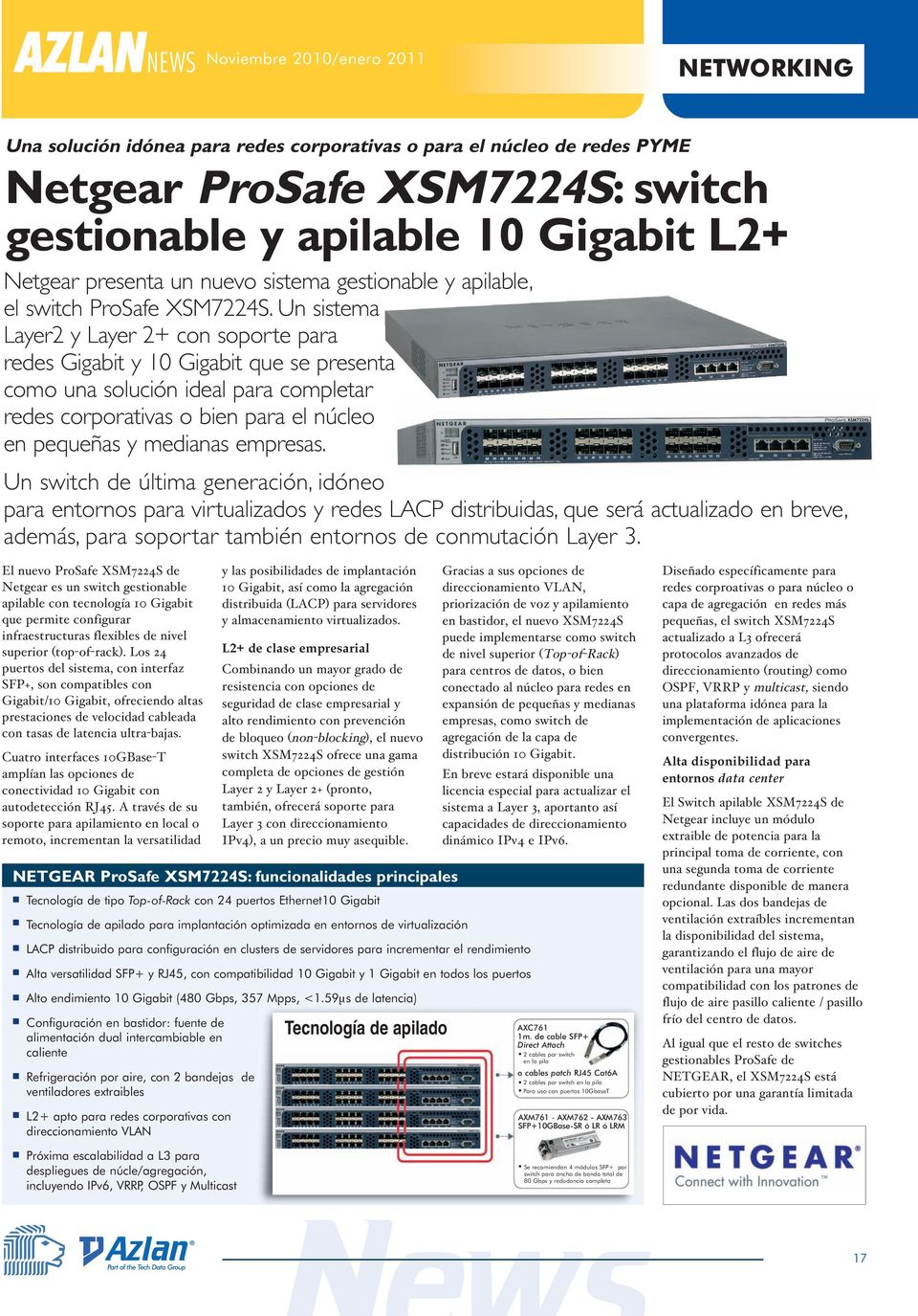 Un sistema Layer2 y Layer 2+ con soporte para redes Gigabit y 10 Gigabit que se presenta como una solución ideal para completar redes corporativas o bien para el núcleo en pequeñas y medianas