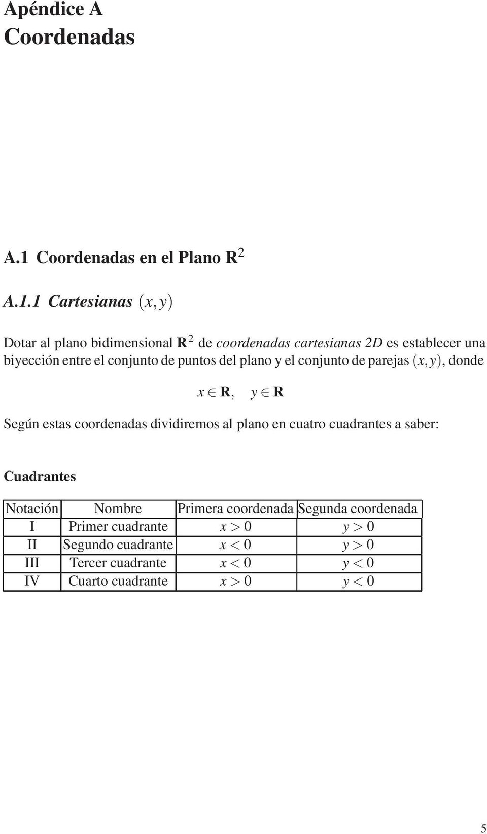 1 Cartesianas (x, y) Dotar al plano bidimensional R de coordenadas cartesianas D es establecer una biyección entre el conjunto de