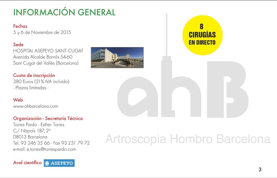 incluido) Plazas limitadas Web www.ahbarcelona.