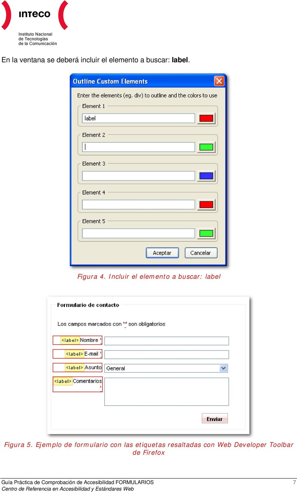 Ejemplo de formulario con las etiquetas resaltadas con Web