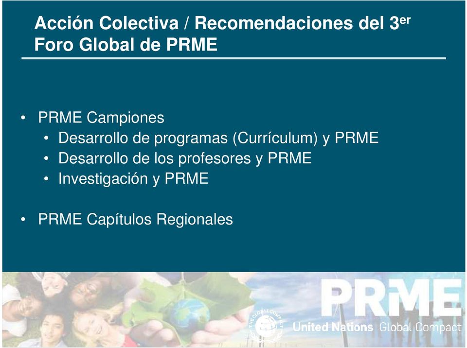 programas (Currículum) y PRME Desarrollo de los