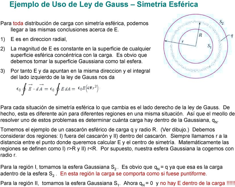 Es obvio que debemos tomar la superficie Gaussiana como tal esfera.