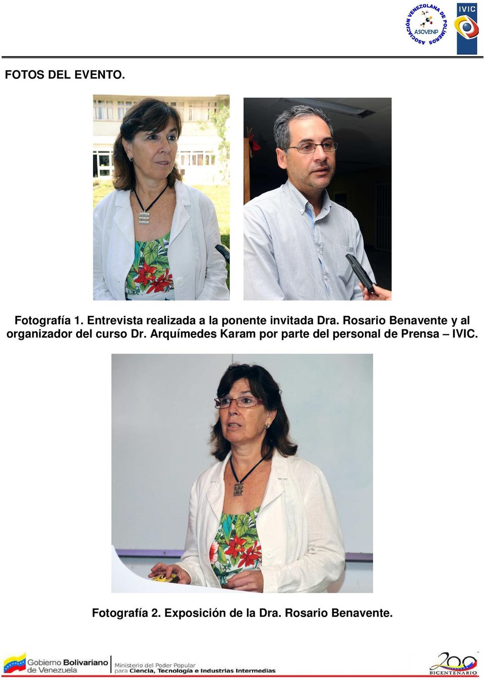 Rosario Benavente y al organizador del curso Dr.
