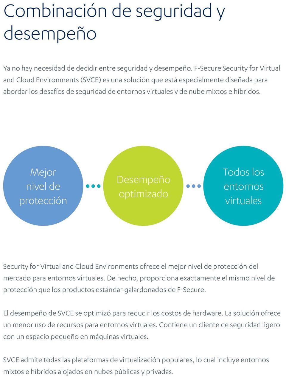 Mejor nivel de protección Desempeño optimizado Todos los entornos virtuales Security for Virtual and Cloud Environments ofrece el mejor nivel de protección del mercado para entornos virtuales.